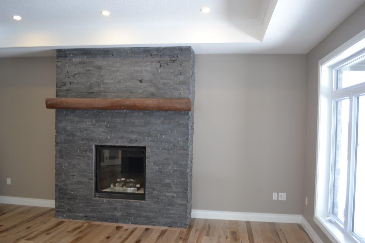 Living room renovation with fireplace